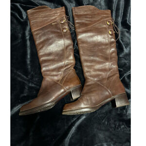 Cornelius designs vintage dark brown leather tall boots with buttons 6.5